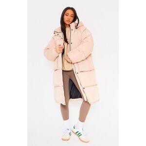 New‎ Small $98 Longline Oversized Puffer Coat 2 Petite Khaki Tan Winter Jacket